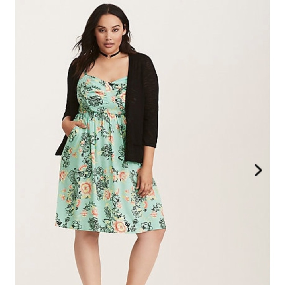 Multi-Color Floral Print Challis Bow Front Dress